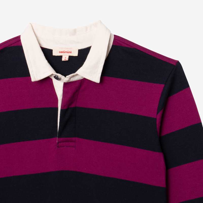 Polo garçon larges rayures violet Catimini