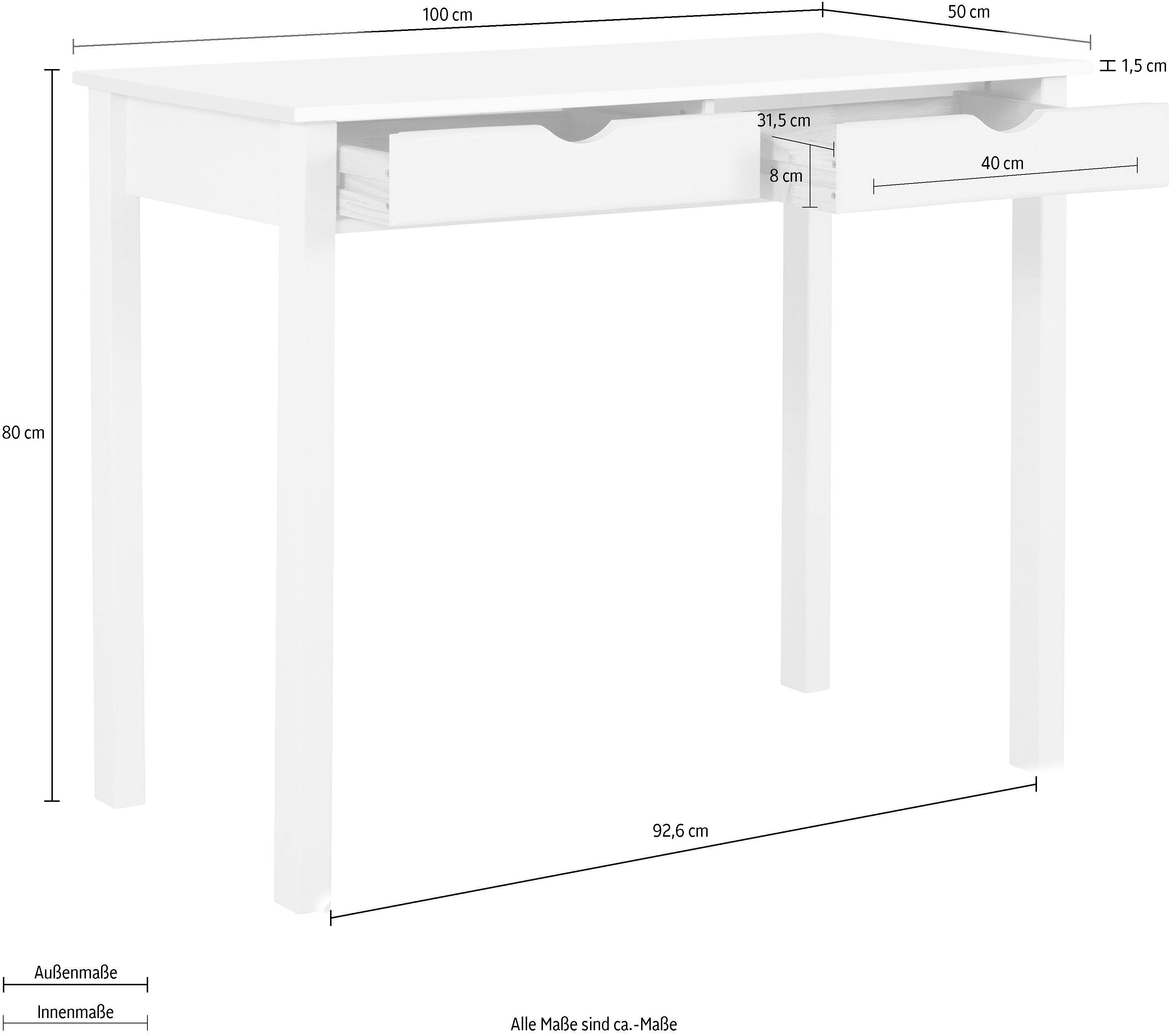 INOSIGN Schreibtisch Gava, Kiefernholz, Griffmulden, unterschiedliche Farbvarianten, Breite 100cm