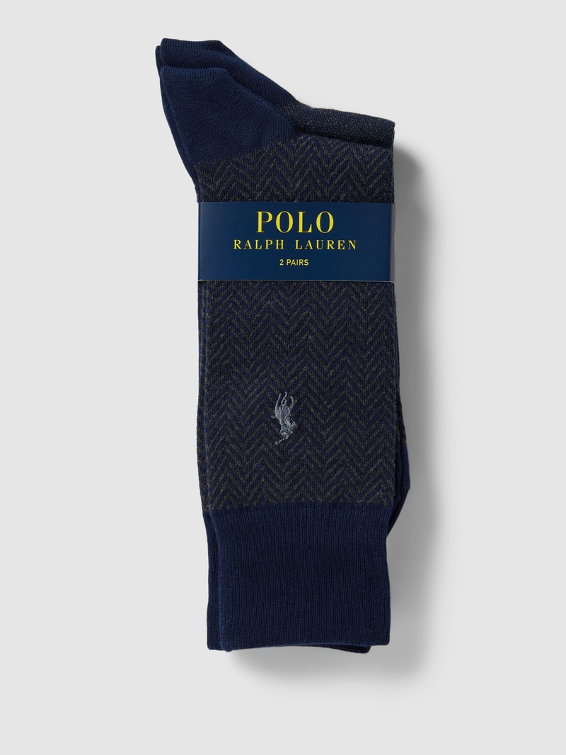 Socken mit grafischem Muster im 2er-Pack in dunkelblau