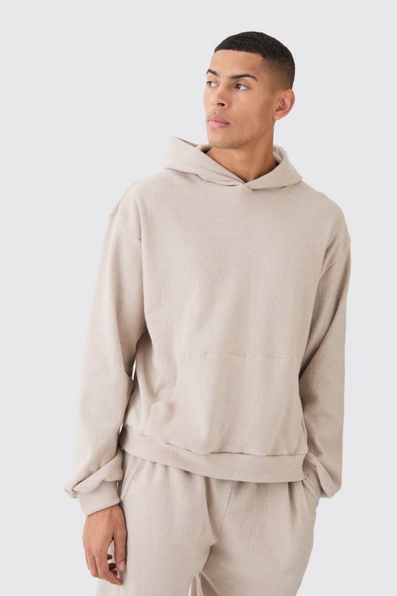 Brushed Rib Ottoman Hoodie And Split Hem Jogger Tracksuit