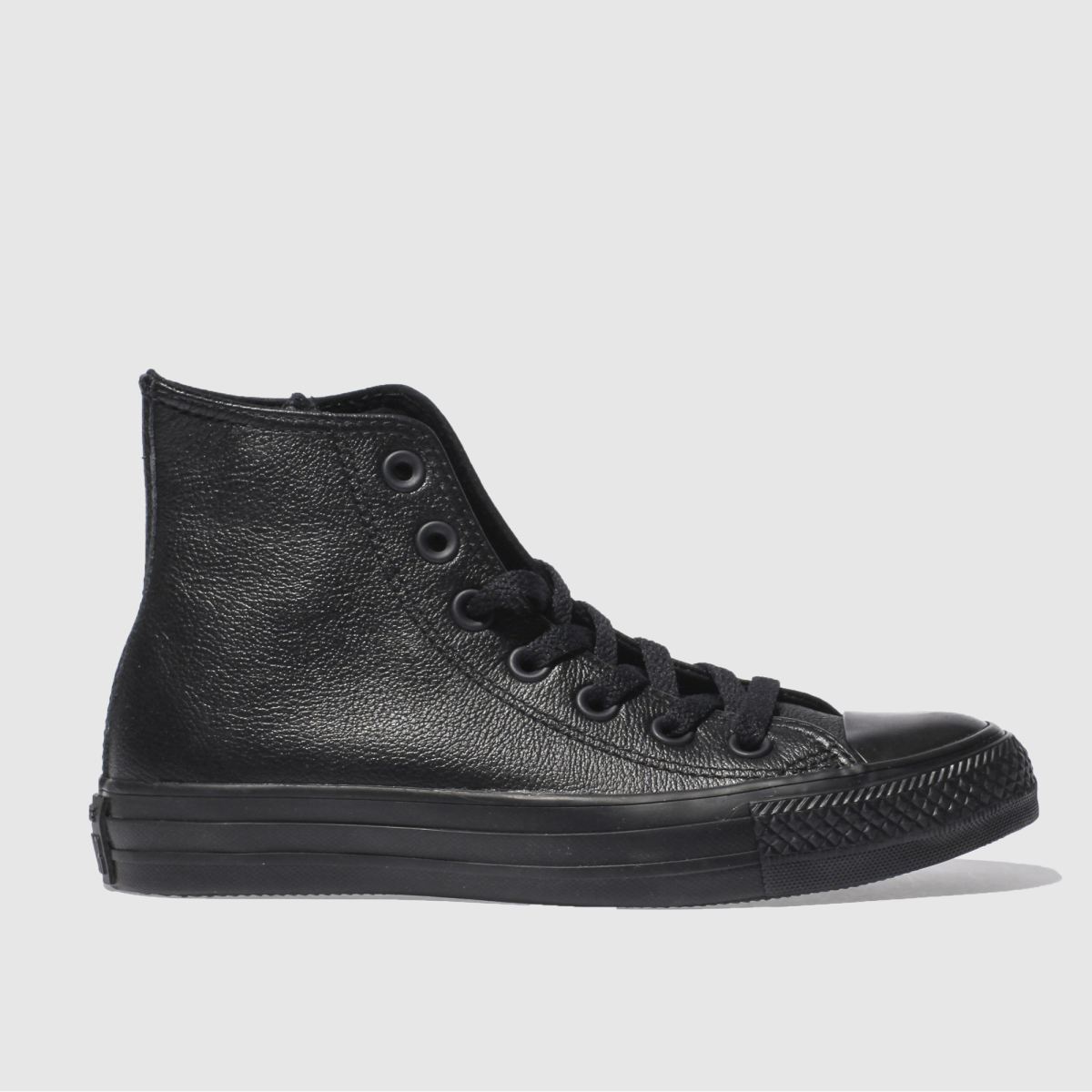 Converse – All Star – Svarta, höga sneakers i läder med monogrammönster