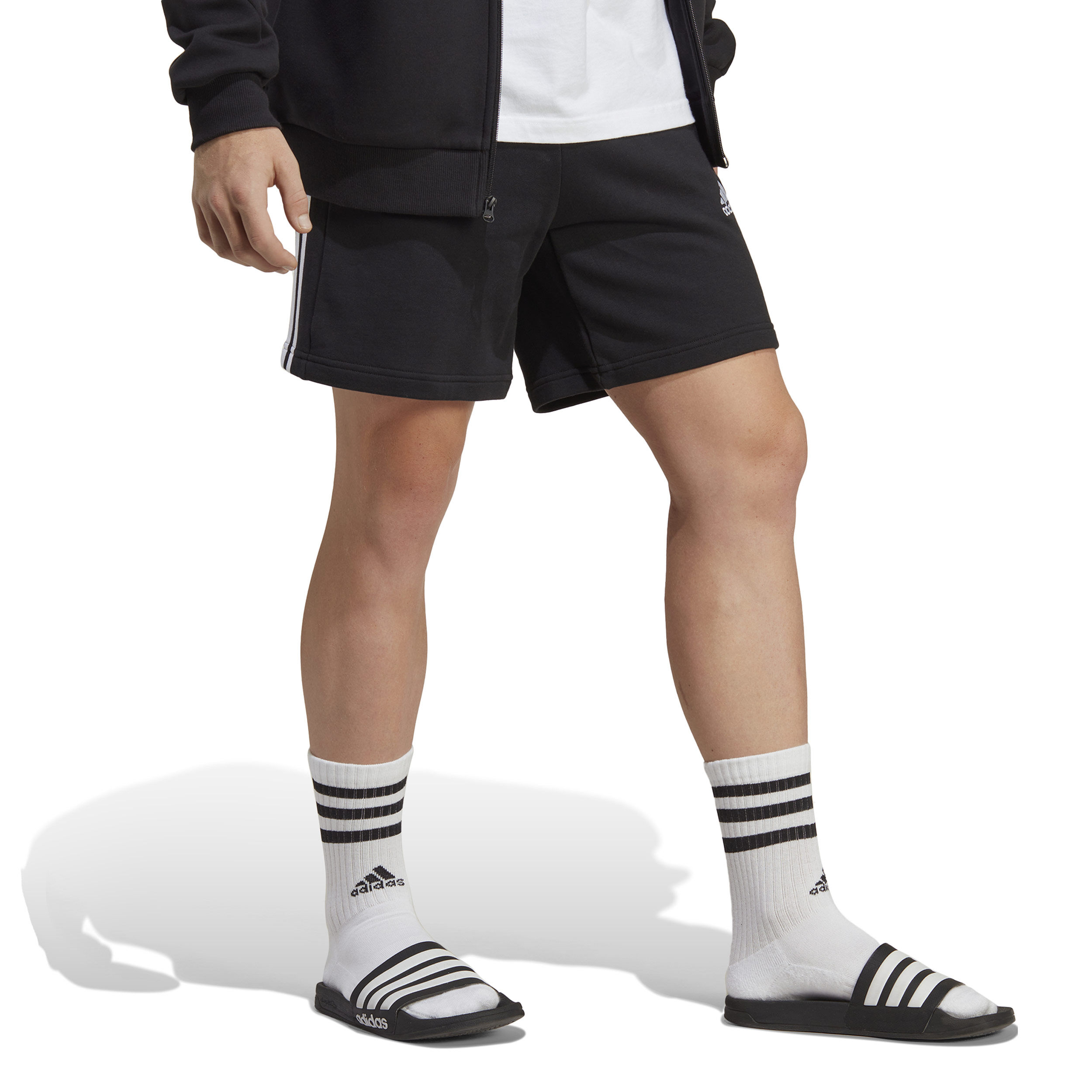 3 Stripes French Terry Shorts Herren - Schwarz, Weiß