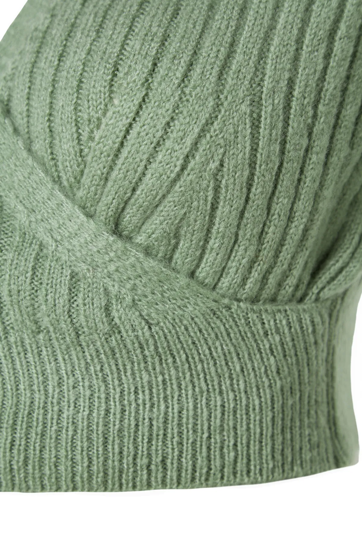 Trendyol Collection  Mintgrüner, weich strukturierter, zweireihiger Strickpullover TWOAW24KZ00381