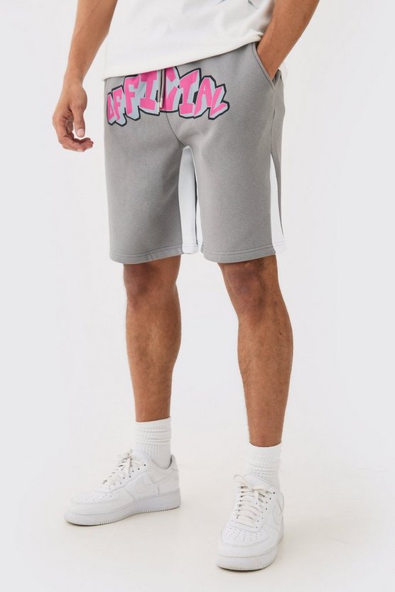 Oversize Official Shorts mit Grafitti-Print