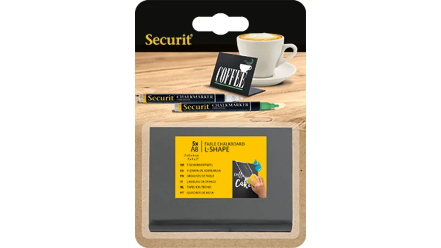 Securit® Tischaufsteller Acryl Kreidetafel  L-Vertikal , DIN A8, schwarz schwarz
