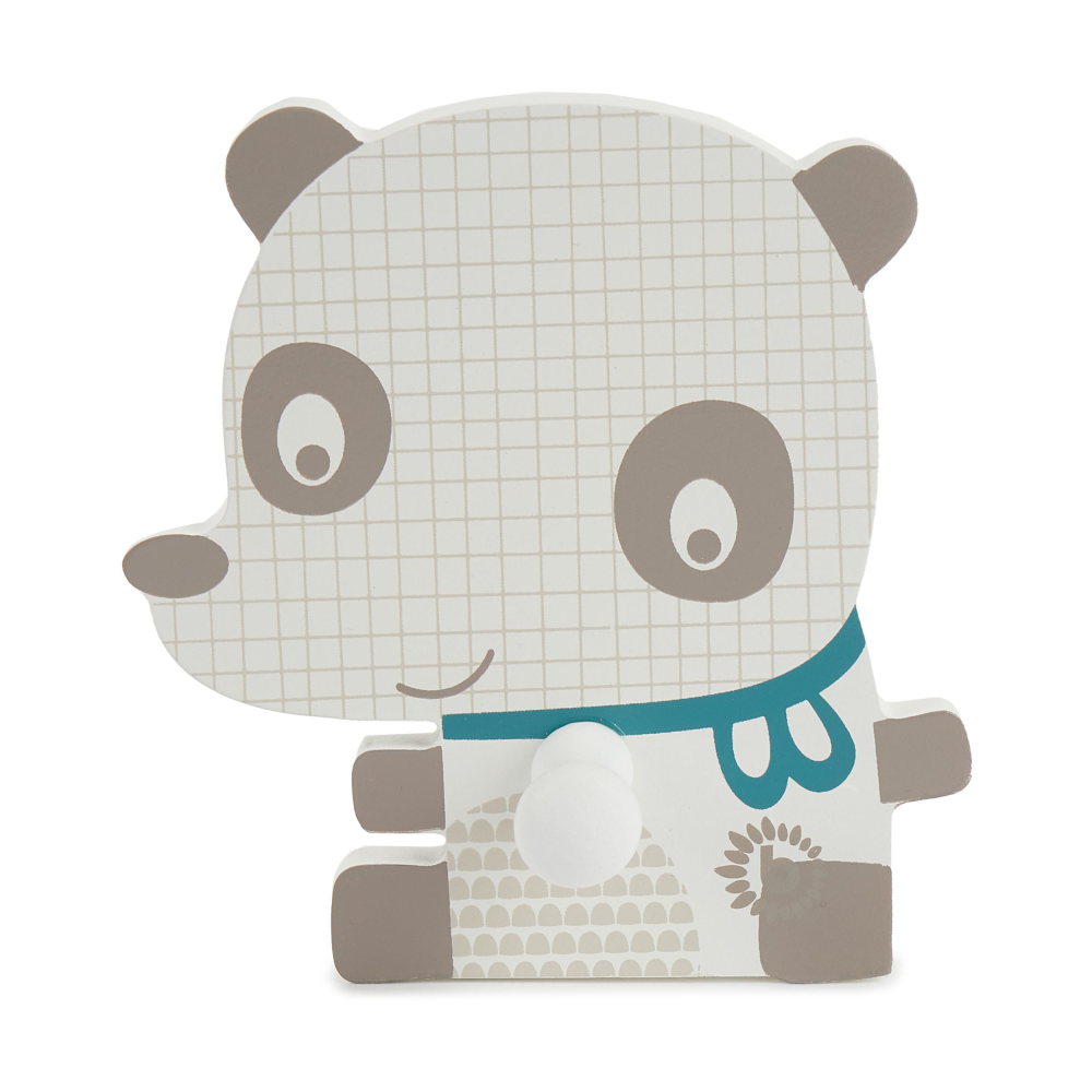 Garderobenhaken Panda weiß/grau