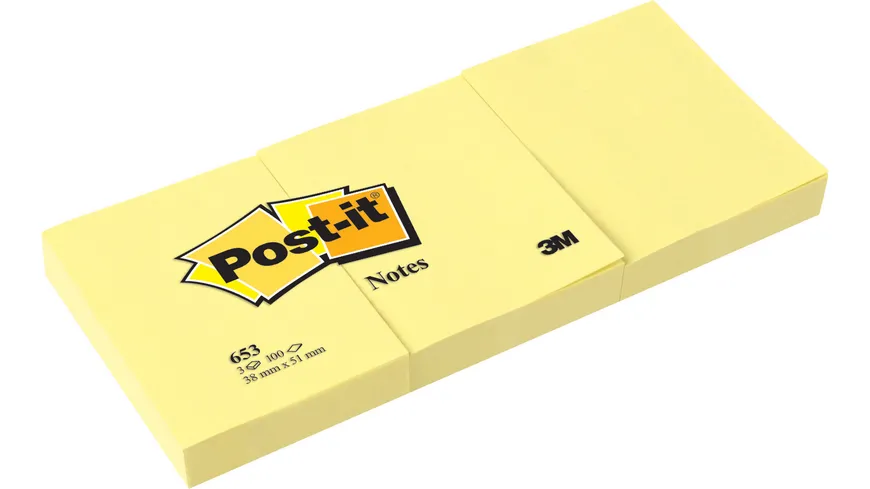 Post-it Haftnotiz Notes 3 x 100 Blatt gelb