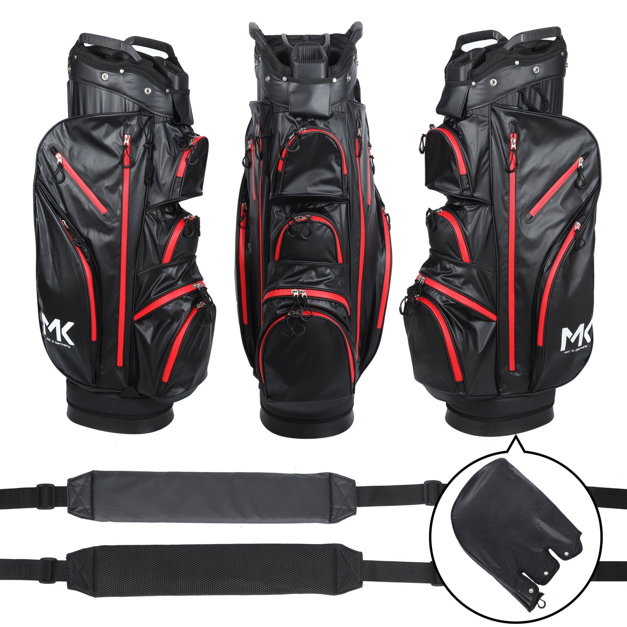 MK Golf Golftrolley + Golfbag MK Golf Equipment Solid Tour Trolleybag Rot - Golftasche, wasserdicht