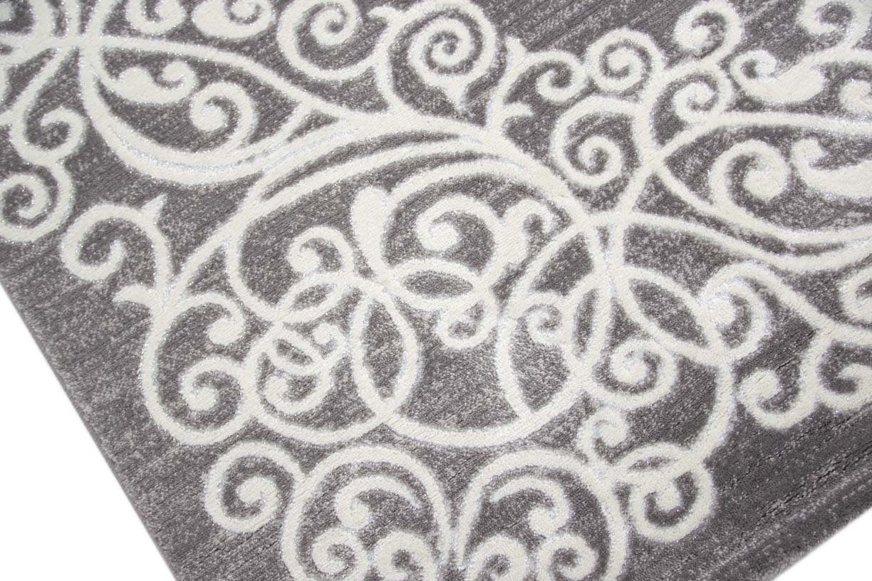 Teppich Moderner Teppich Designer Teppich Orientteppich mit Glitzer Wohnzimmer Teppich mit Floral Muster Meliert in Grau Creme, Teppich-Traum, rechteckig, Höhe: 12 mm