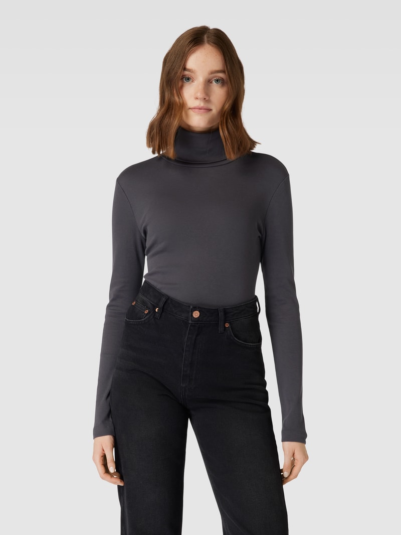 Longsleeve mit Rollkragen Modell 'Rolli' in anthrazit