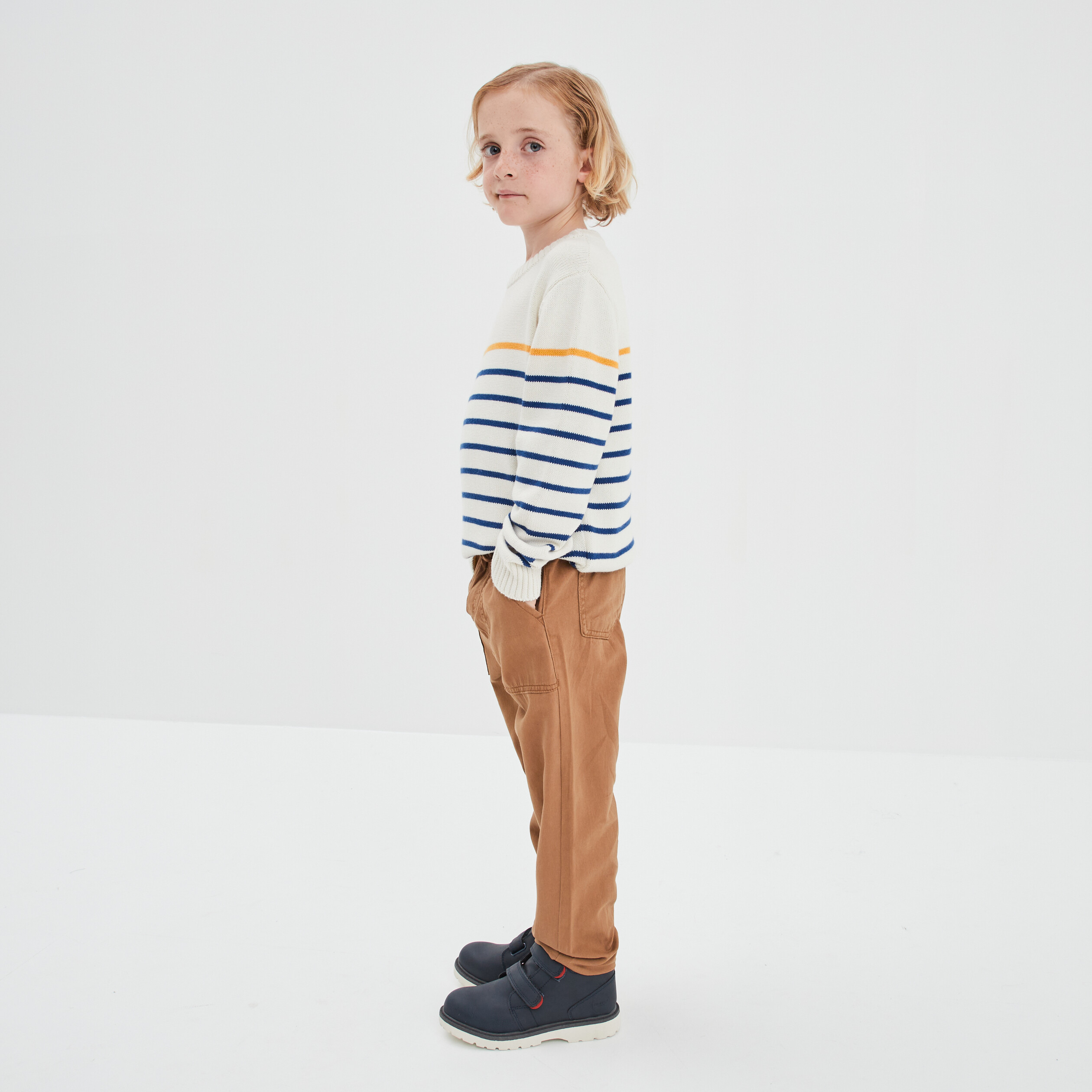 Pantalon jogger taille à coulisse coton marron garçon | La Halle
