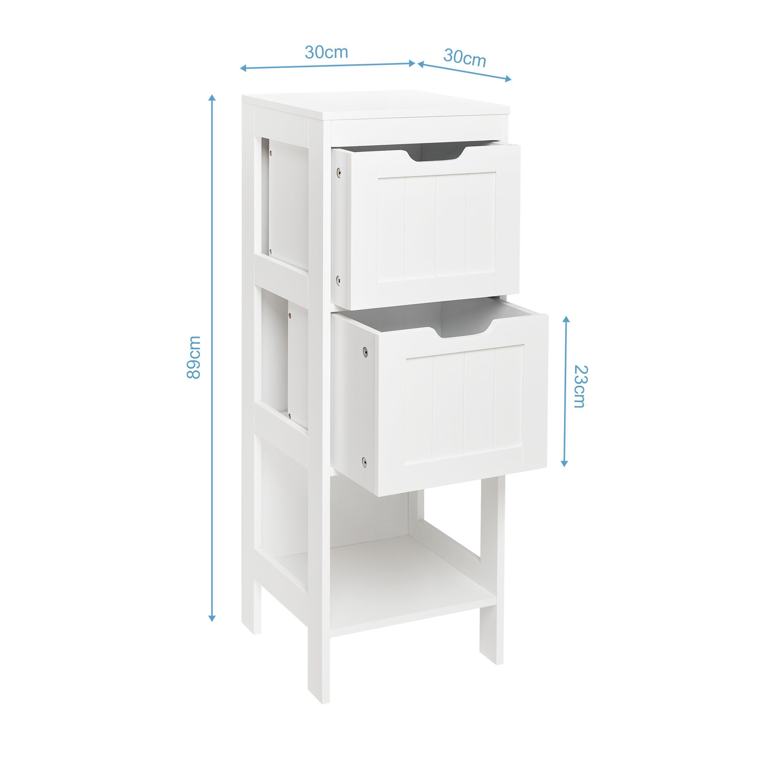 Mondeer Badkommode Badezimmerschrank, Aufbewahrungsschrank, 30x30x89cm, weiß