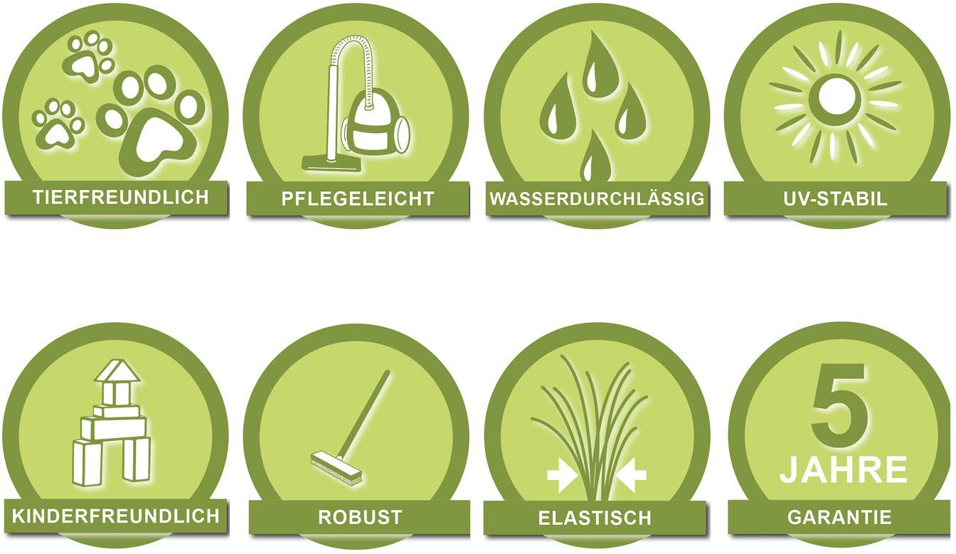 Kunstrasen Rasenteppich Bali, Andiamo, rechteckig, Höhe: 25 mm, realistische Optik, mit Drainagelöchern, strapazierfähig