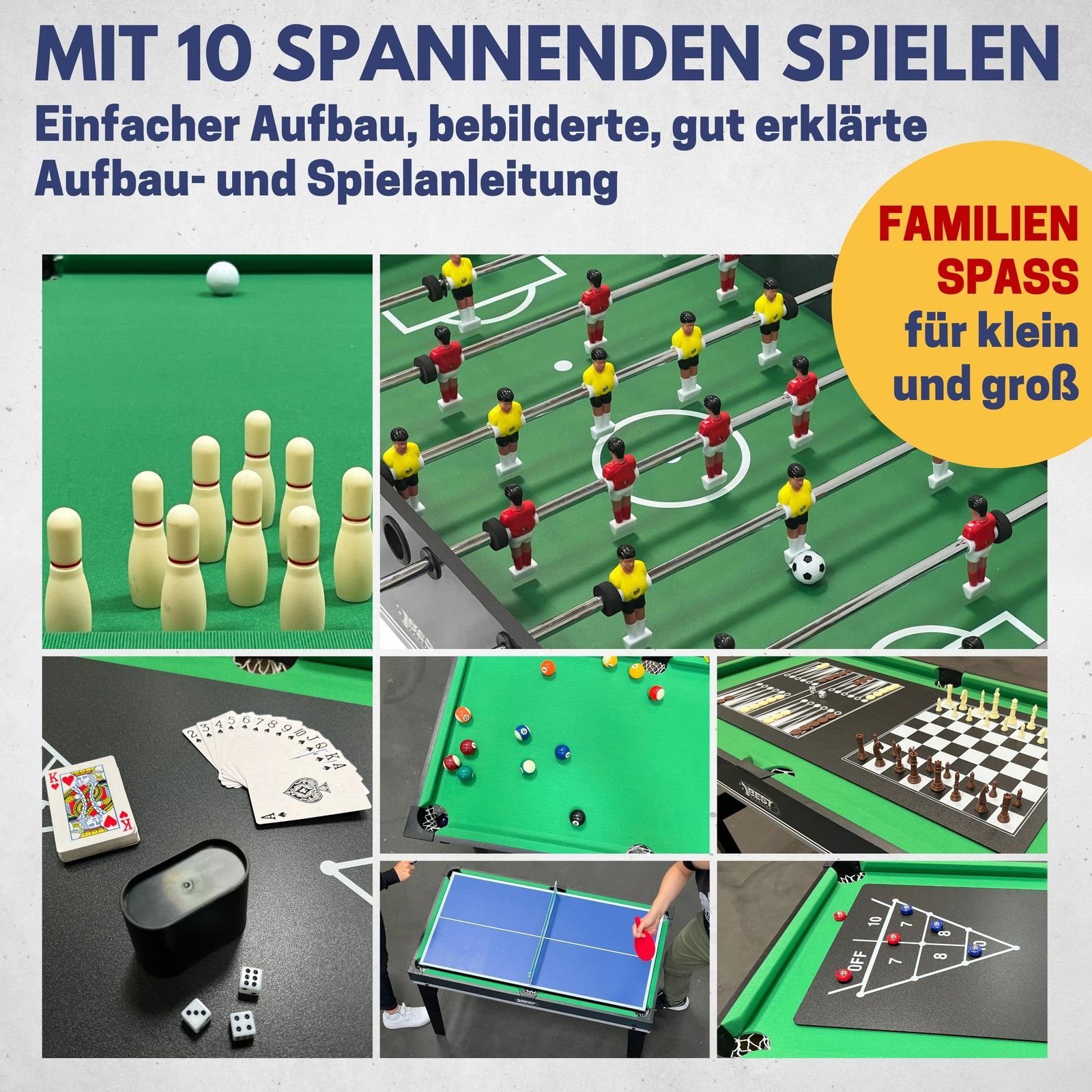 Best Sporting Multifunktionstisch Kinder 10 in 1 - Multi Kickertisch Kinder mit 10 Spielen