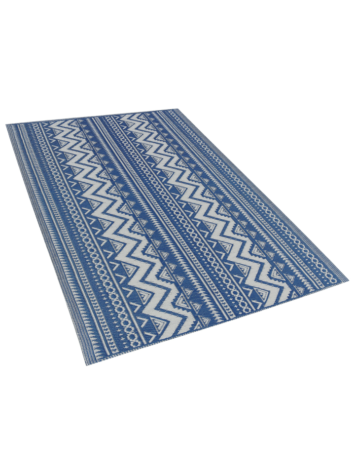 Beliani Outdoorteppich NAGPUR in Blau/Weiß - (W) 120 x (H) 0.5 x (L) 180 cm günstig kaufen onesize