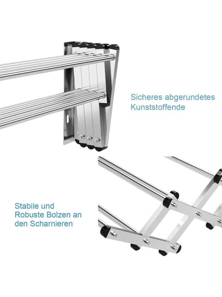 COSTWAY Wäscheständer Wandmontage 86cm in Silber günstig kaufen onesize