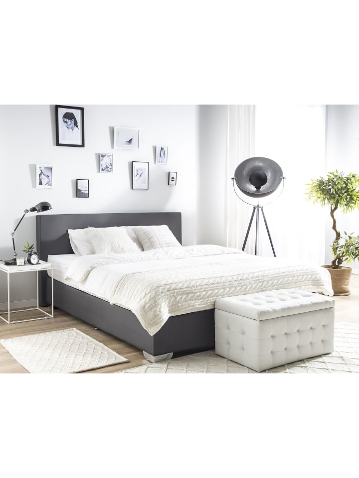 Beliani Doppelbett PRESIDENT in Grau/Silber - (W) 190 x (H) 90 x (L) 210 cm günstig kaufen onesize