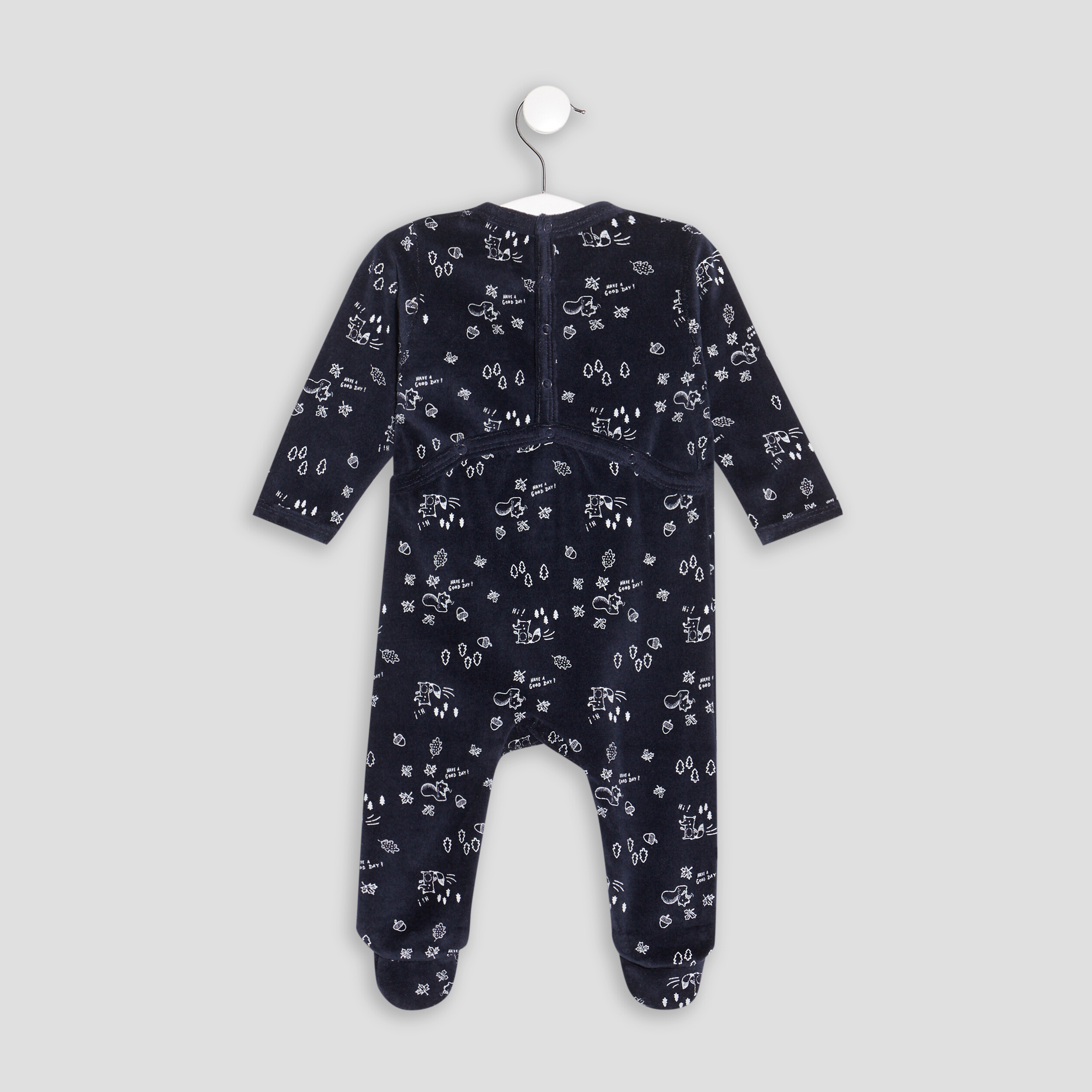 Dors-bien velours manches longues bleu marine bébé garçon | La Halle