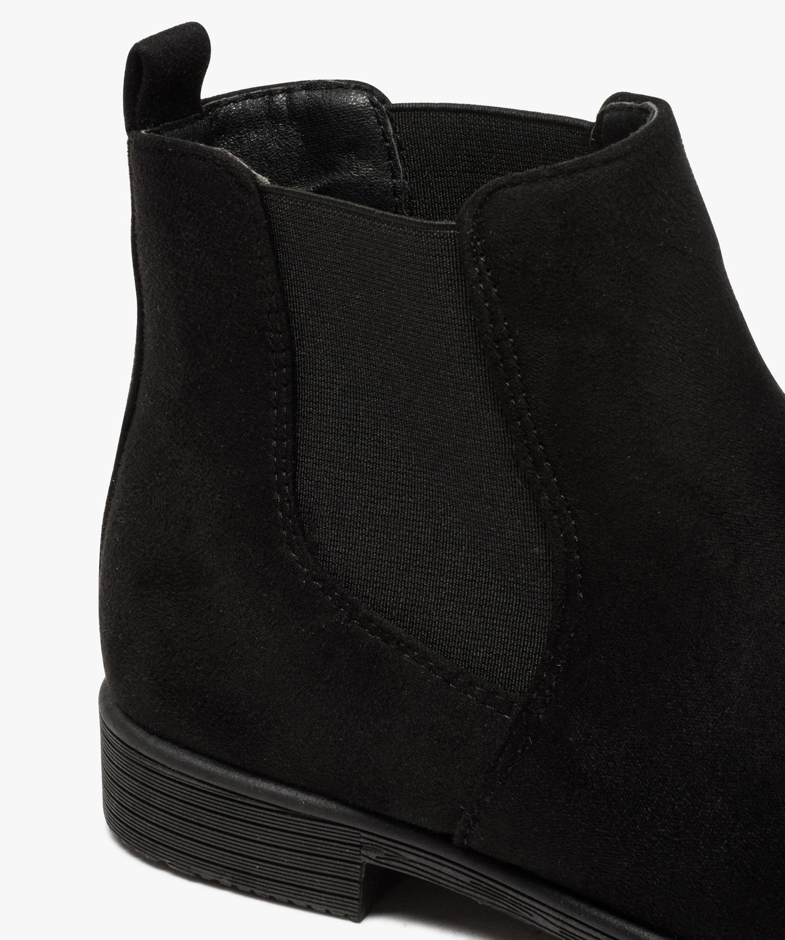Boots femme style Chelsea à talon plat dessus suédine unie noir | GEMO