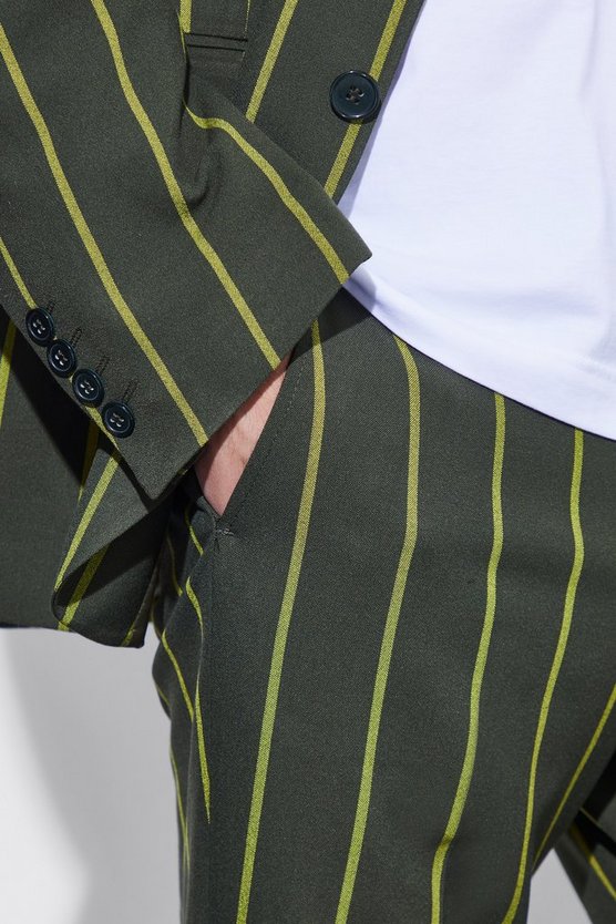 Slim-Fit Anzughose mit breiten Streifen