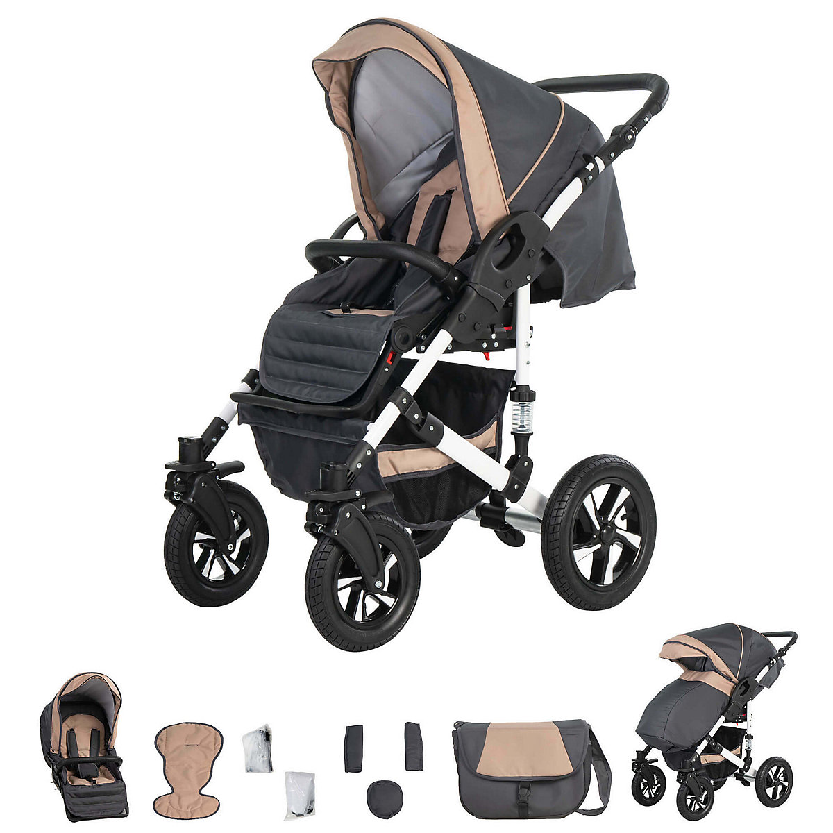 Hamburg | 3 in 1 Kombi Kinderwagen Komplettset | Hartgummireifen Kombikinderwagen