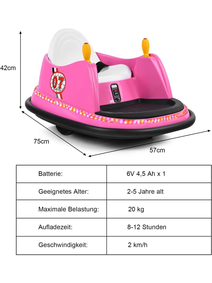 COSTWAY 6V Autoscooter mit Fernbedienung in Rosa günstig kaufen 75 cm
