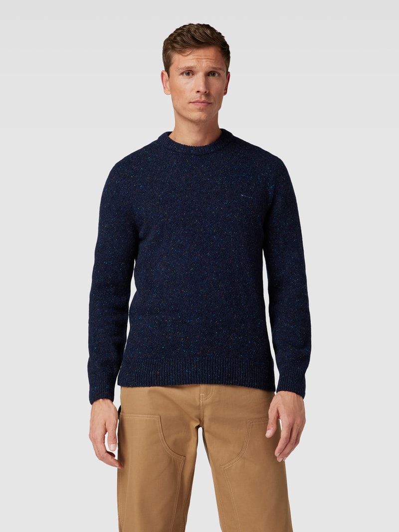 Strickpullover mit Rundhalsausschnitt in marineblau
