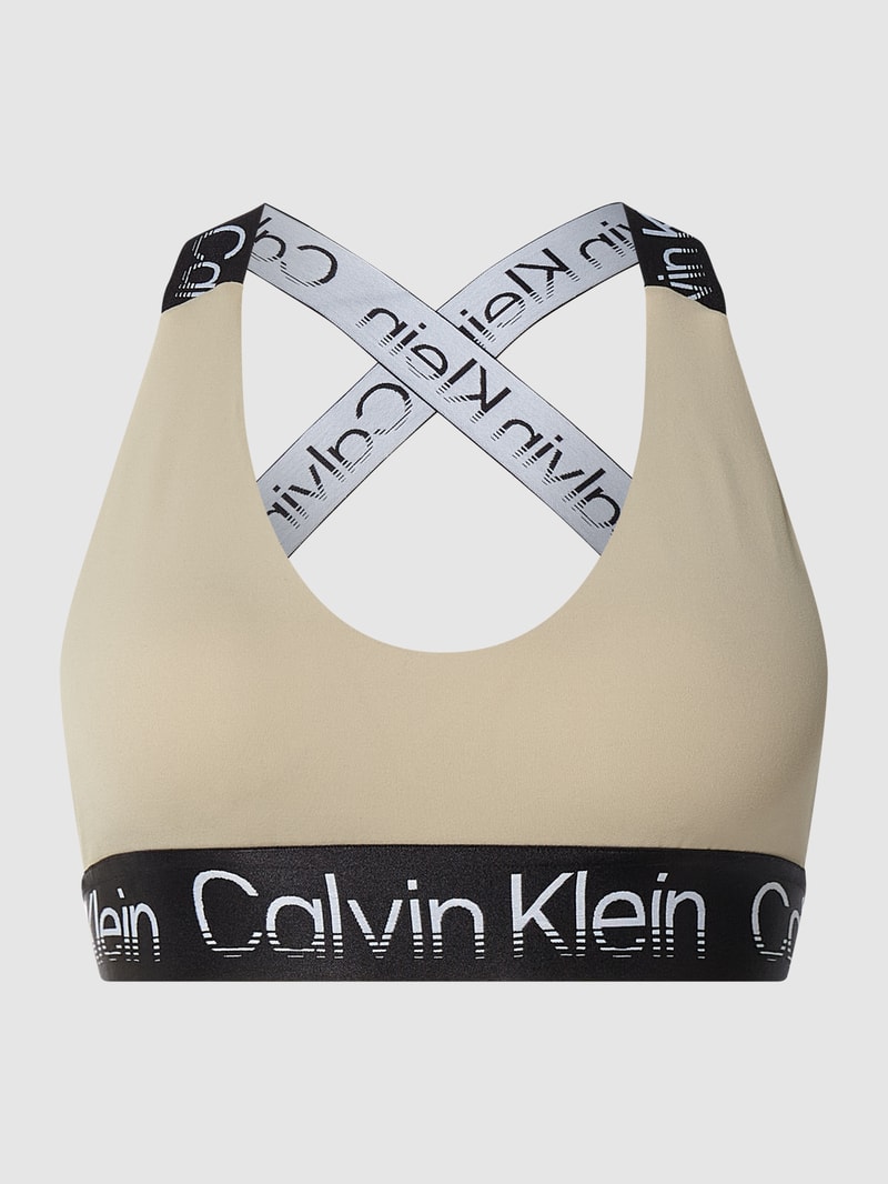 Bustier mit Logo-Bund in beige