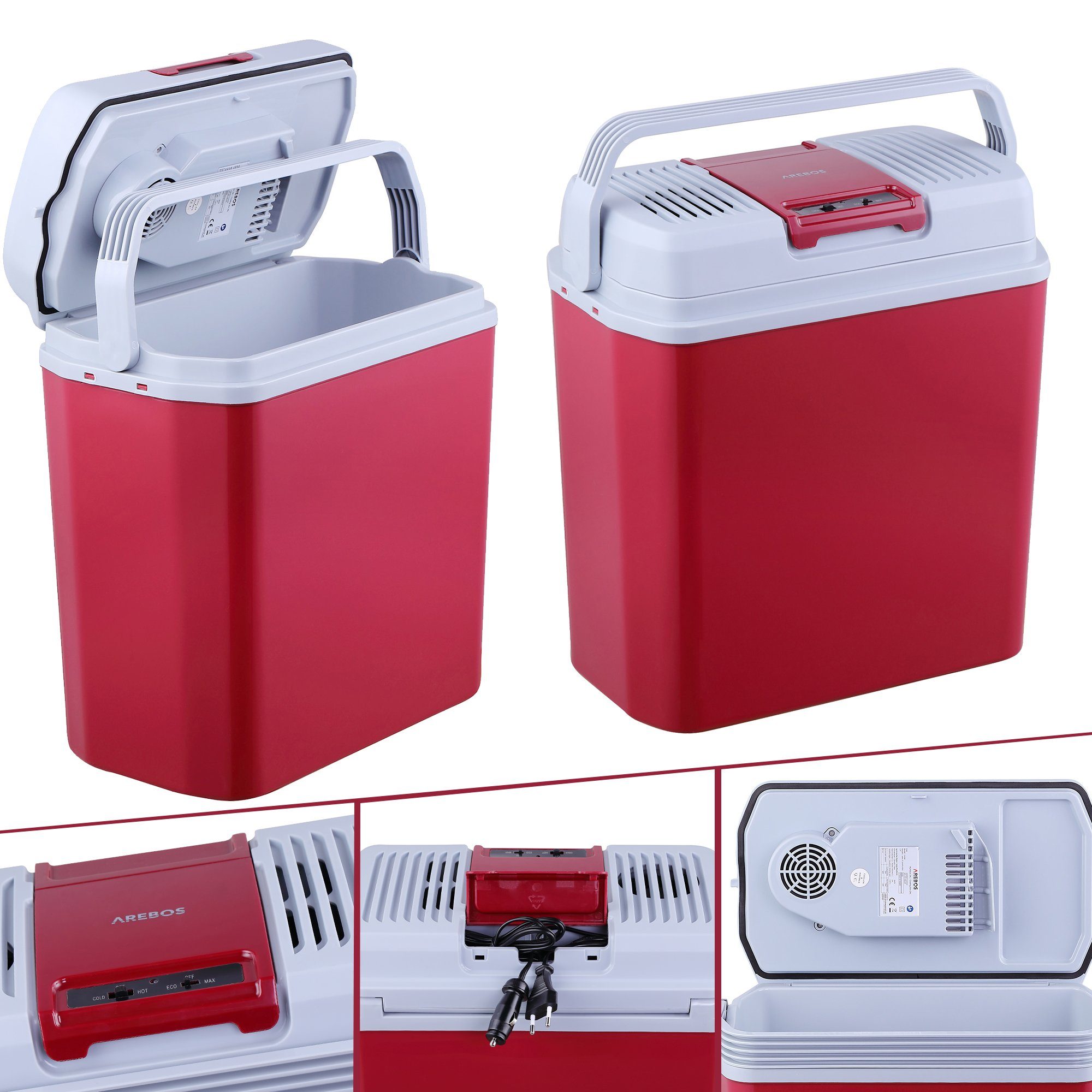 Arebos Elektrische Kühlbox, Mobil Kühlschrank ECO Modus, Kühlen & Warmhalten, 20 l