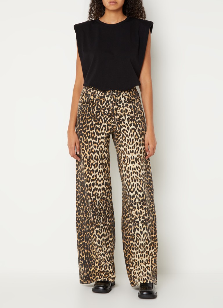 Jeans a vita alta e gamba larga Co'Couture con stampa leopardata