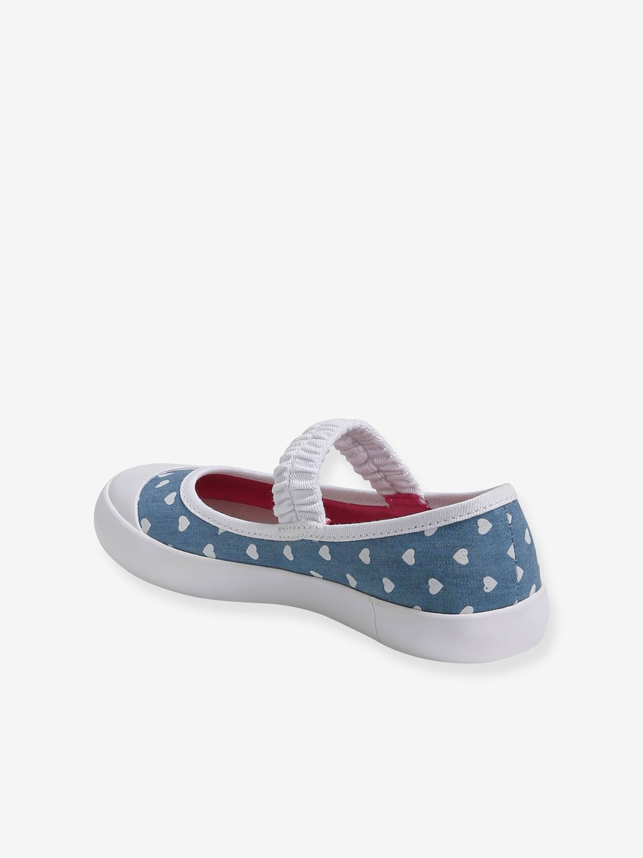 Vertbaudet Mädchen Stoff-Ballerinas, Gummizug - weiß