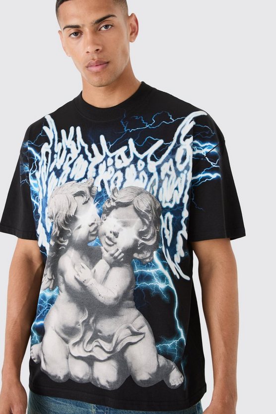 Oversize T-Shirt mit Gothic Renaissance-Print