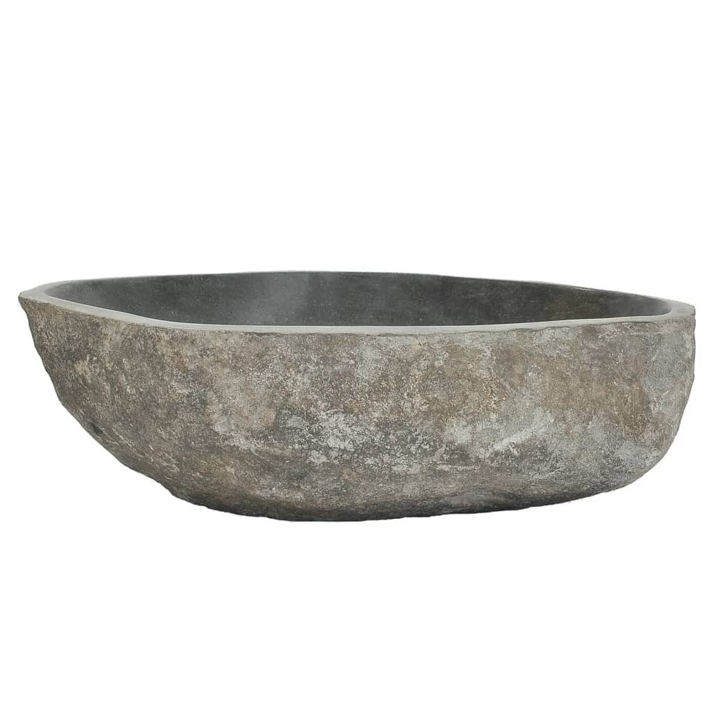 vidaXL Waschbecken Waschbecken Flussstein Oval 40 cm x 15 cm x 41 cm braun