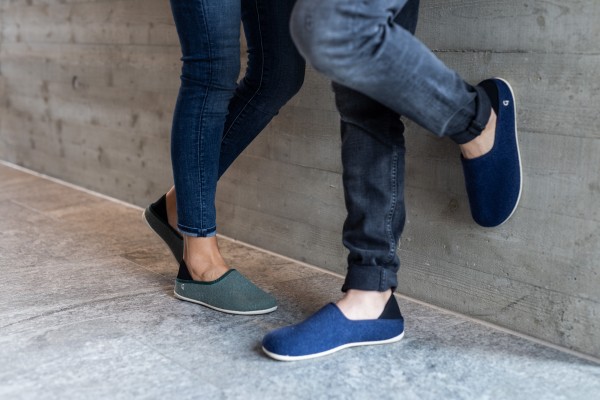 Gottstein ~ Leinen Slipper Slip-On Vegan ~ blau meliert