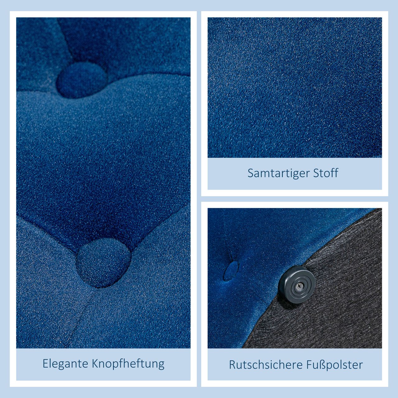 HOMCOM Sitzhocker mit Stauraum, Sitztruhe mit Samtoptik, Knöpfen für Wohnzimmer