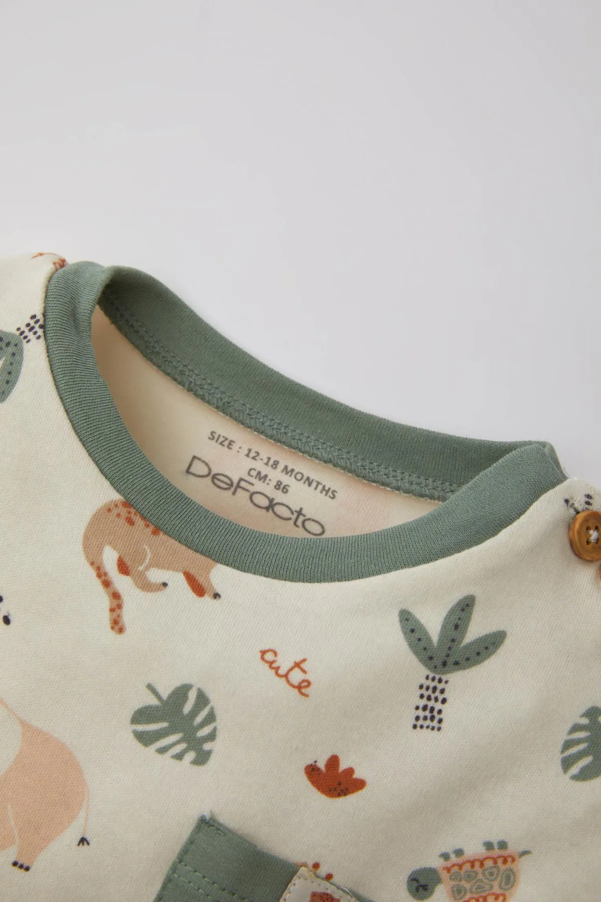 DeFacto  Baby Jungen Safari bedrucktes Langarm-Sweatshirt mit Jogginghose, 2er-Set B9645a524sp