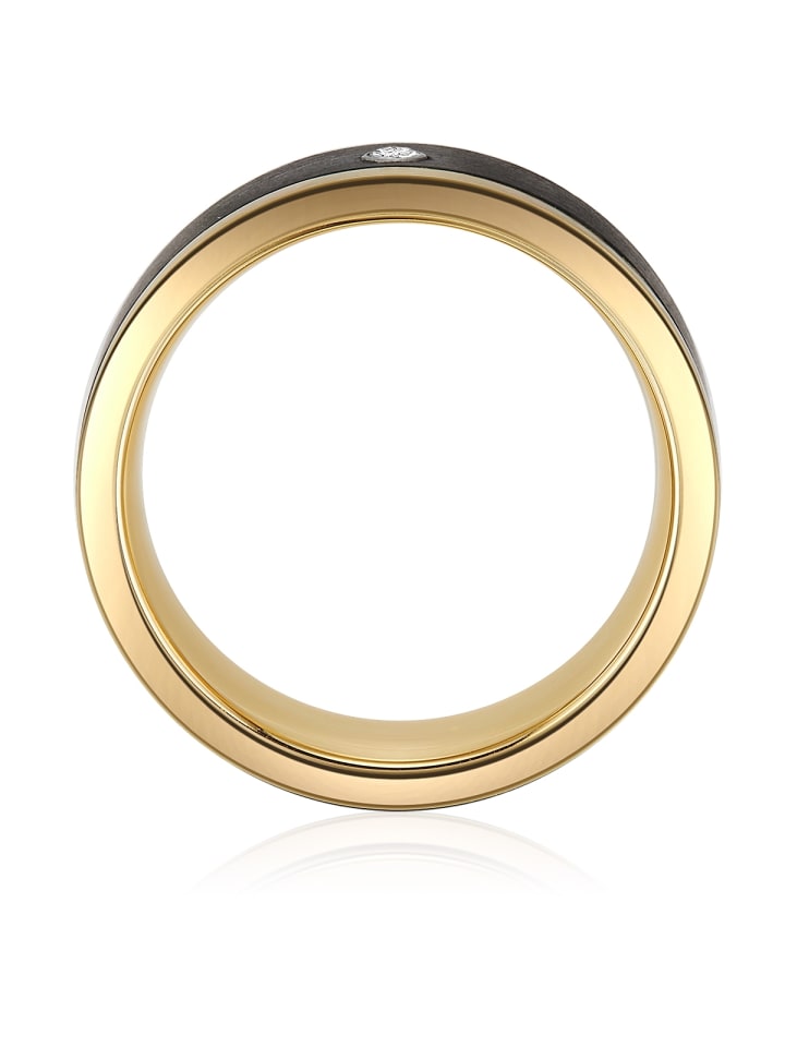 Trilani Ring Edelstahl gelbgold Zirkonia weiß in gelbgold günstig kaufen