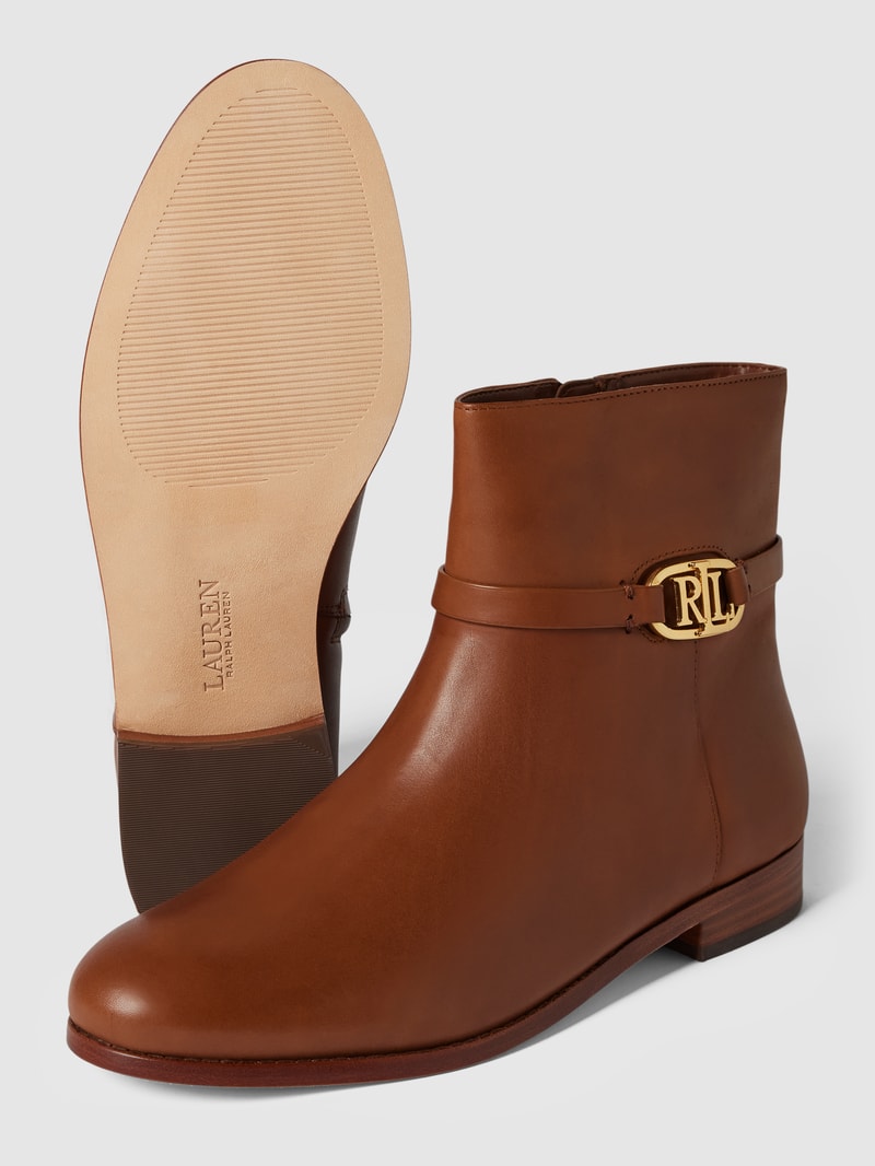 Stiefel mit Label-Applikation Modell 'BRIELA' in cognac