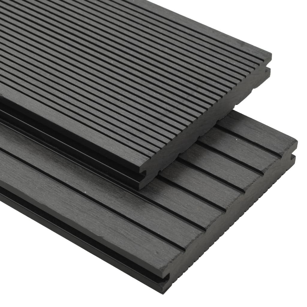 Teppichboden WPC Massive Terrassendielen mit Zubehör 16 m² 2,2 m Grau, vidaXL