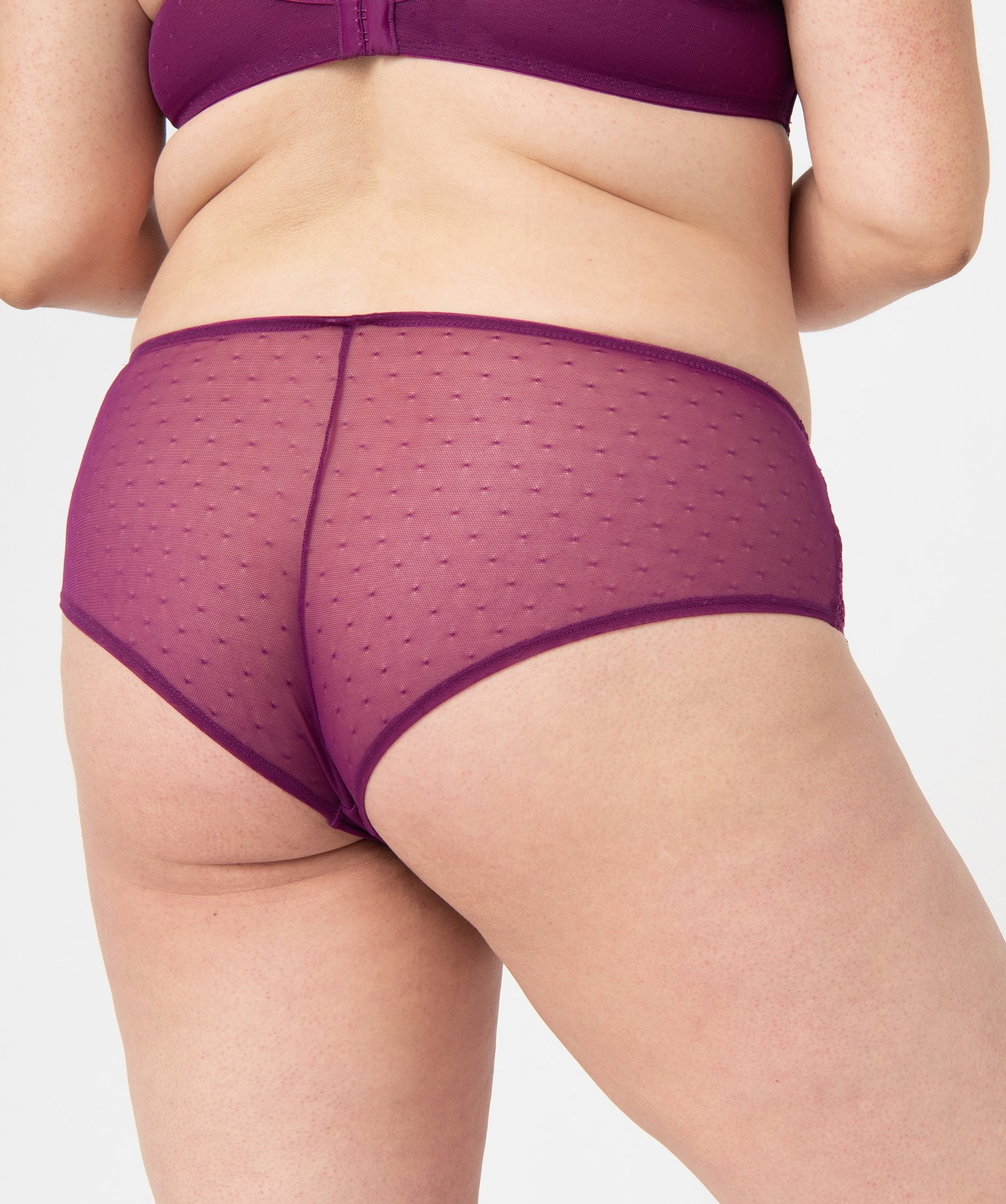 Shorty en dentelle et tulle femme grande taille violet | GEMO