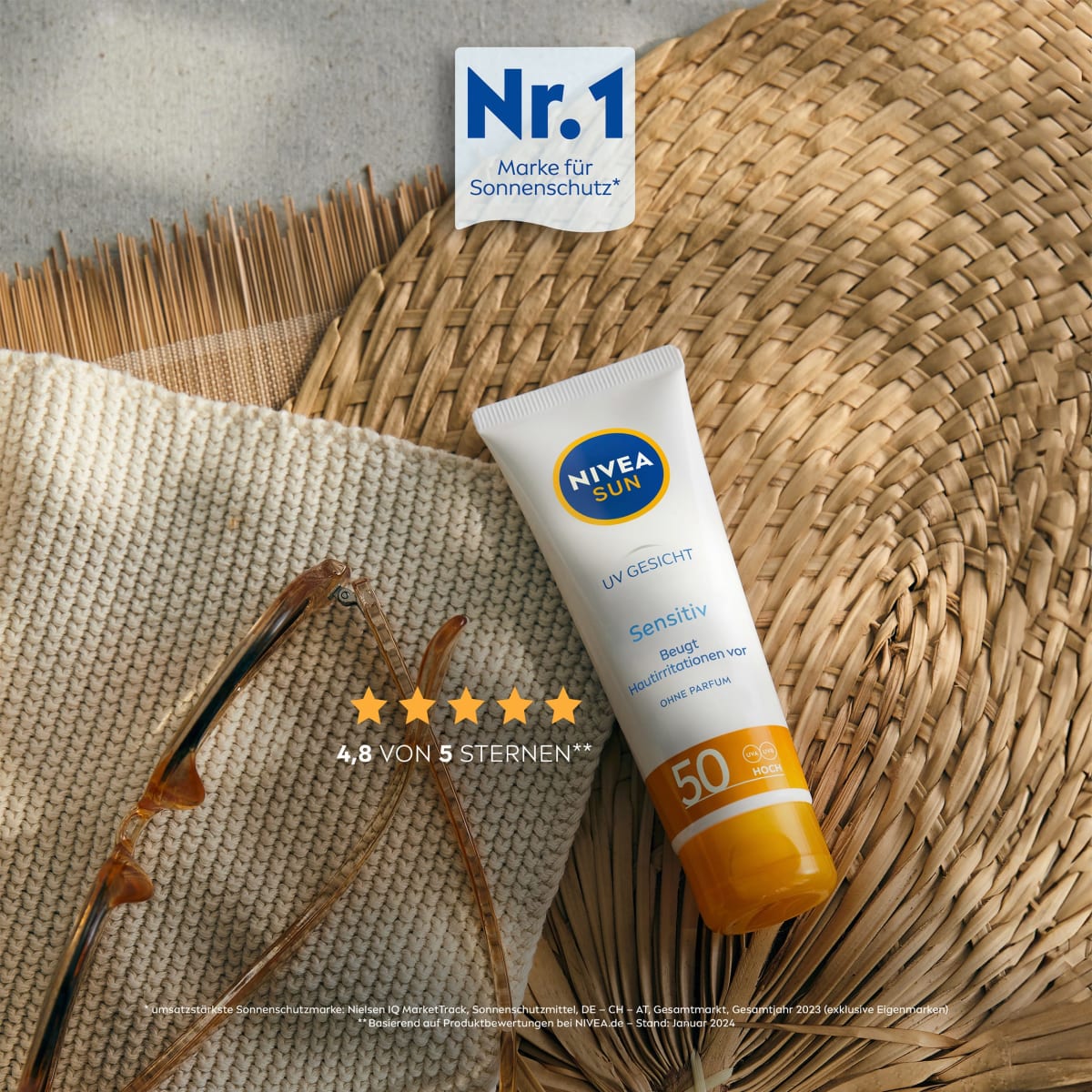 Sonnencreme Gesicht sensitiv LSF 50, 50 ml