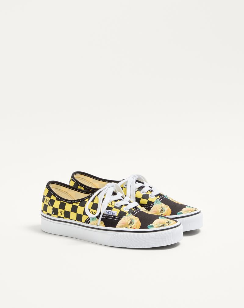 Baskets basses Valentino Garavani et Vans en tissu à imprimé damier VLogo et motif Le Chat de la Maison