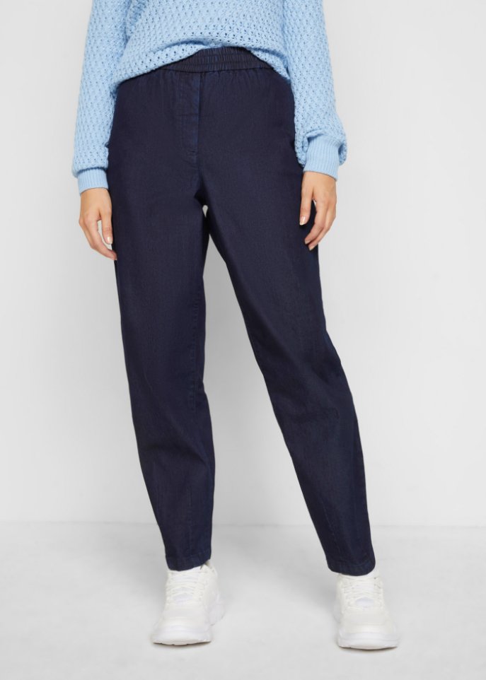 High-Waist-Jeans in Karottenform mit Bequembund