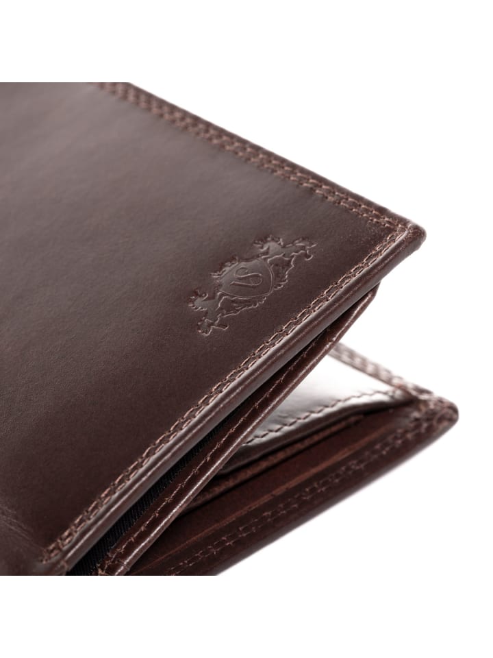 SID & VAIN Leder-Geldbörse echt Leder Geldbeutel handgefertigt Portemonnaie in braun günstig kaufen onesize