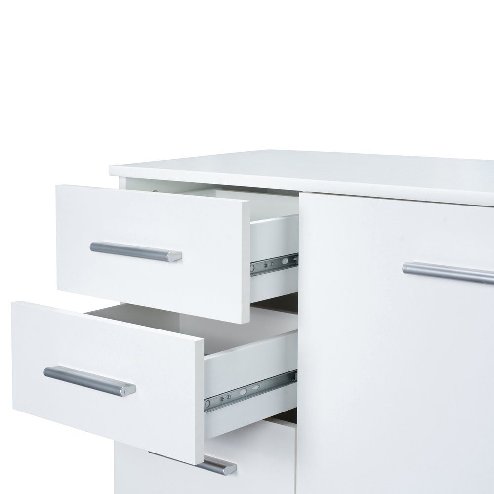 Casaria Kommode Alba DB101, mit 3 Türen 2 Schubladen 107x75x35 cm spiegelbarer Aufbau Holz
