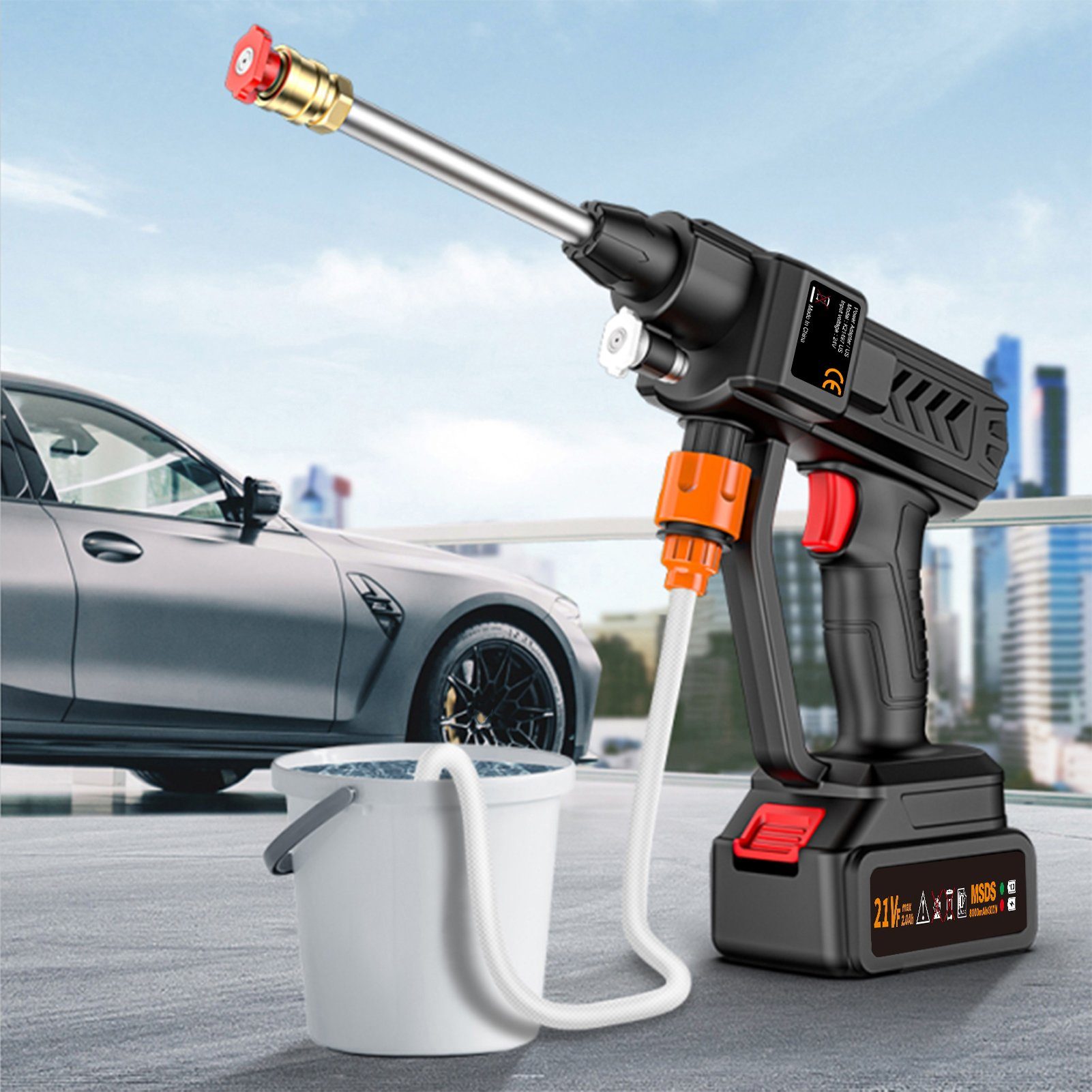 Tidyard Akku-Hochdruckreiniger 60 Bar Hochdruckreiniget mit Akku Und Ladegerät 1500 Mah