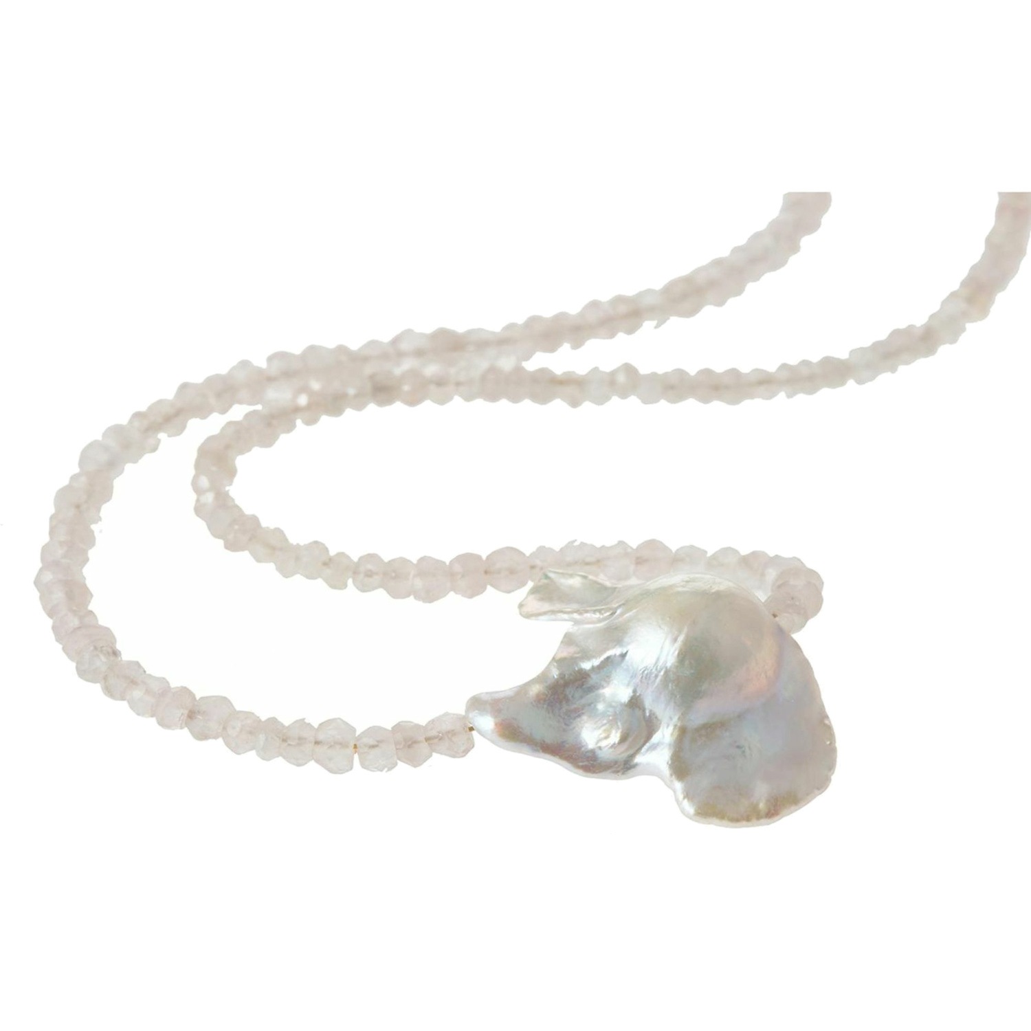 Perlenkette 'Rosenquarz und Barock Zuchtperle'