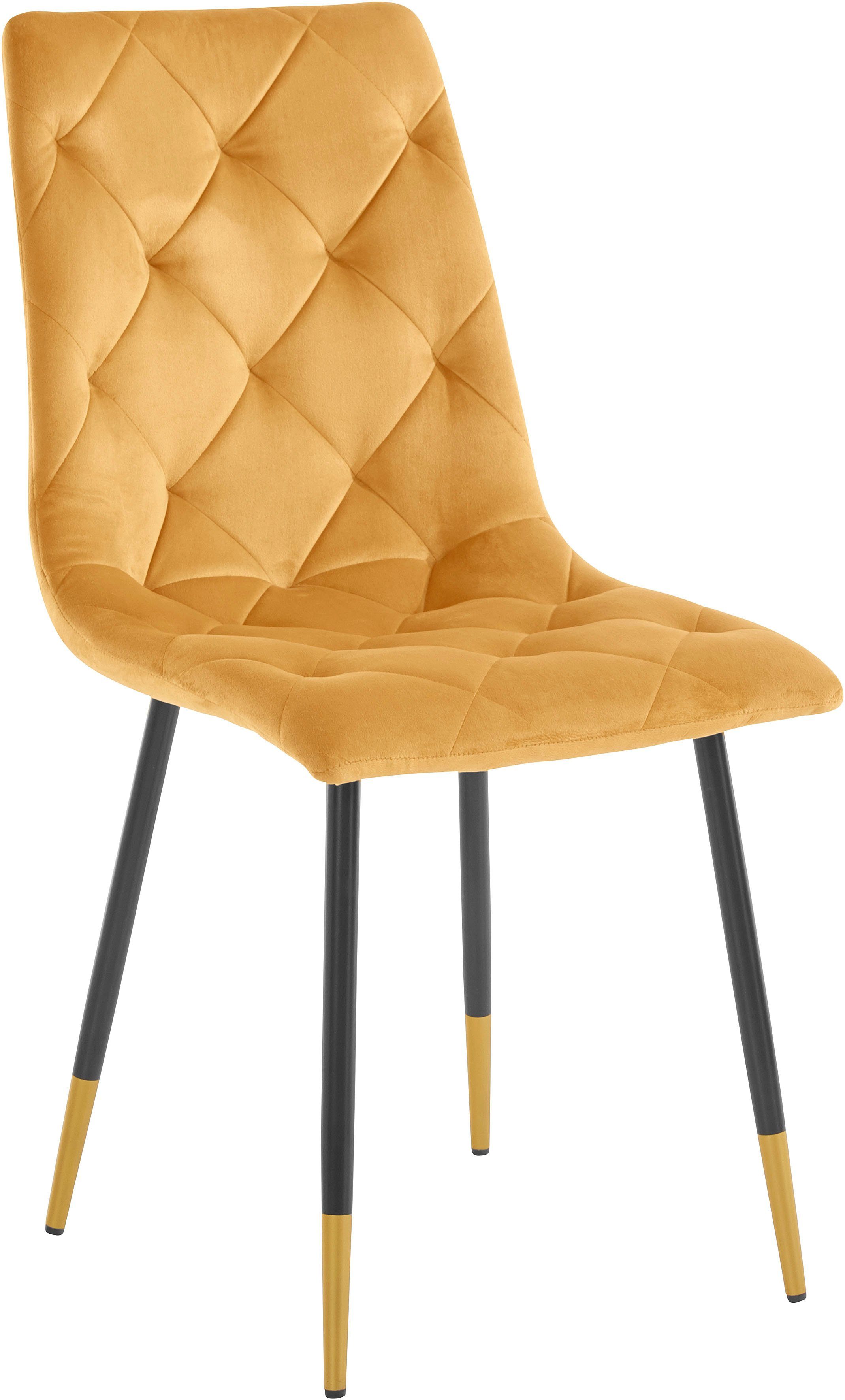 INOSIGN 4-Fußstuhl Eva (2 St), Bezug in Veloursstoff mit Diamant Steppung, max. Belastbarkeit 120kg