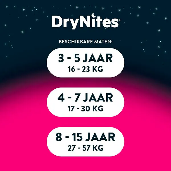 DryNites dievčenské nočné nohavičky 8-13 rokov 8-13 rokov (30-48 kg), 9 kusov