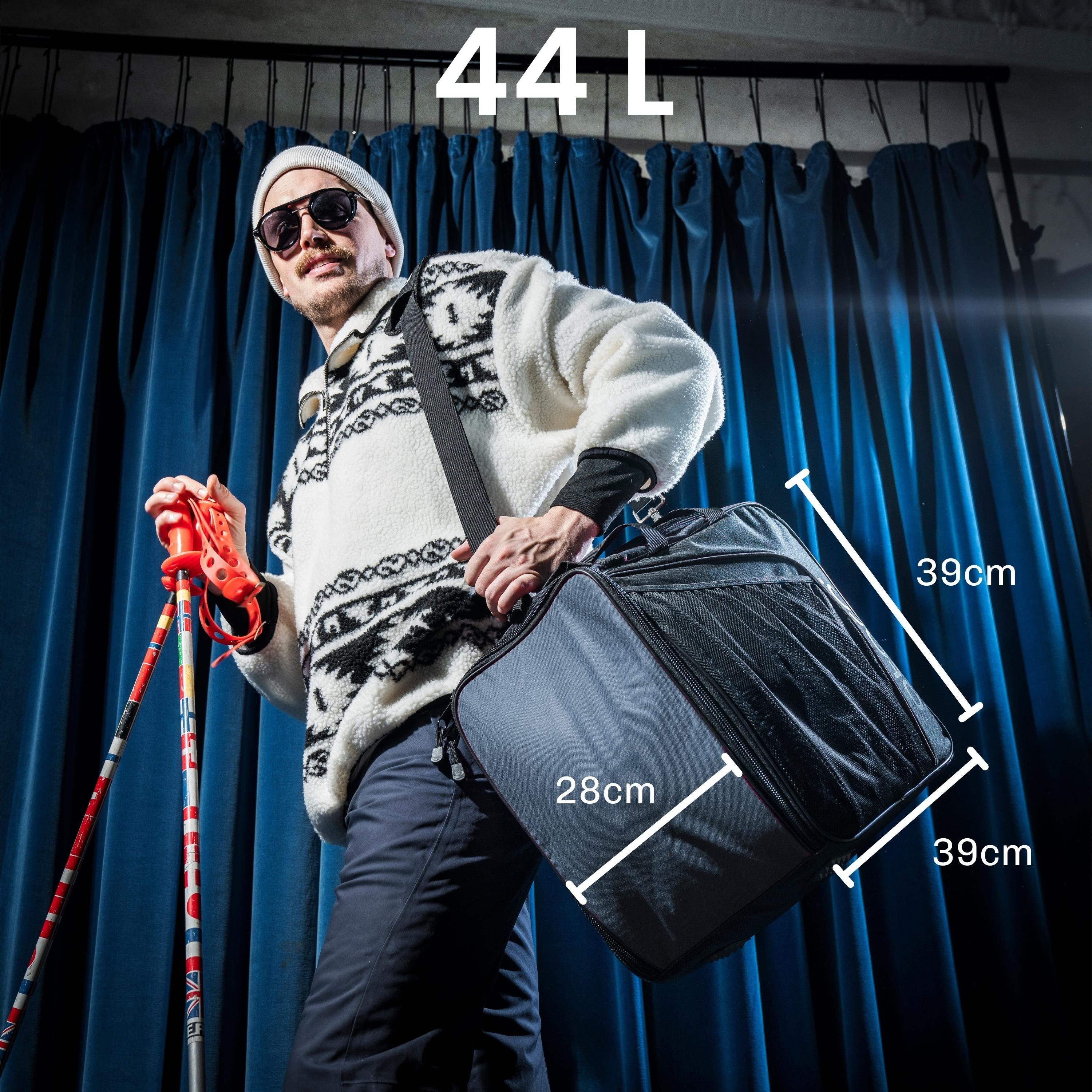 Otaro Sporttasche Skischuhtasche mit Helmfach + Schultergurt, Classic 44L (Schutz für deine Ausrüstung, Perfekt durchdacht, ausklappbare Standfläche, für Skifahrer + Boarder)